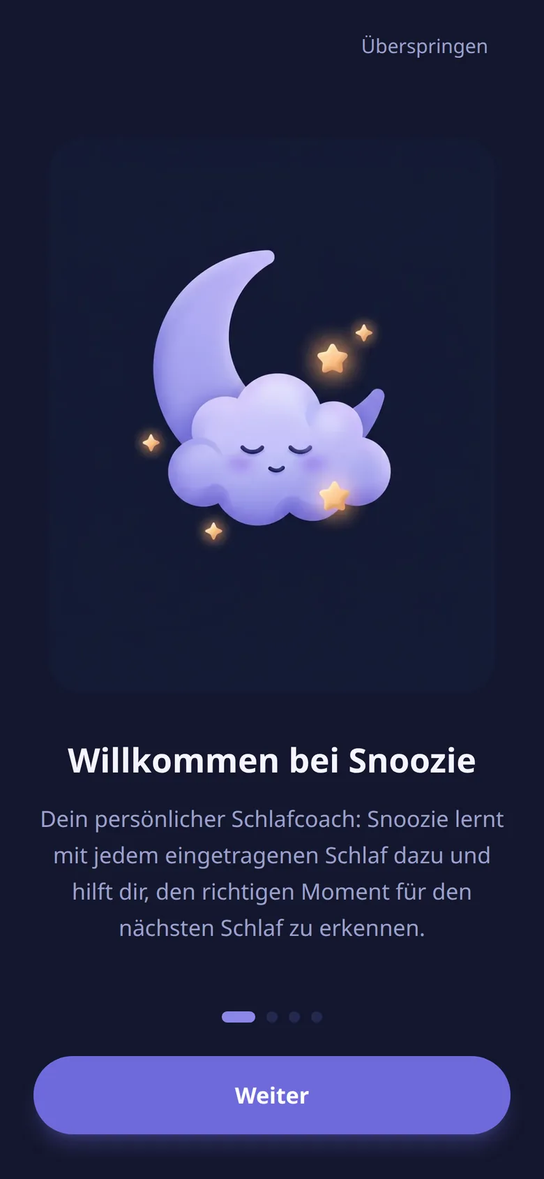 Willkommensbildschirm der App