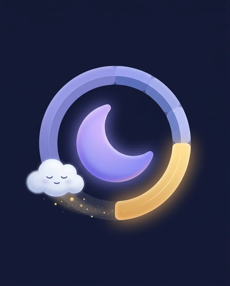Illustration: Mond mit goldenem Zeitfenster im Ring